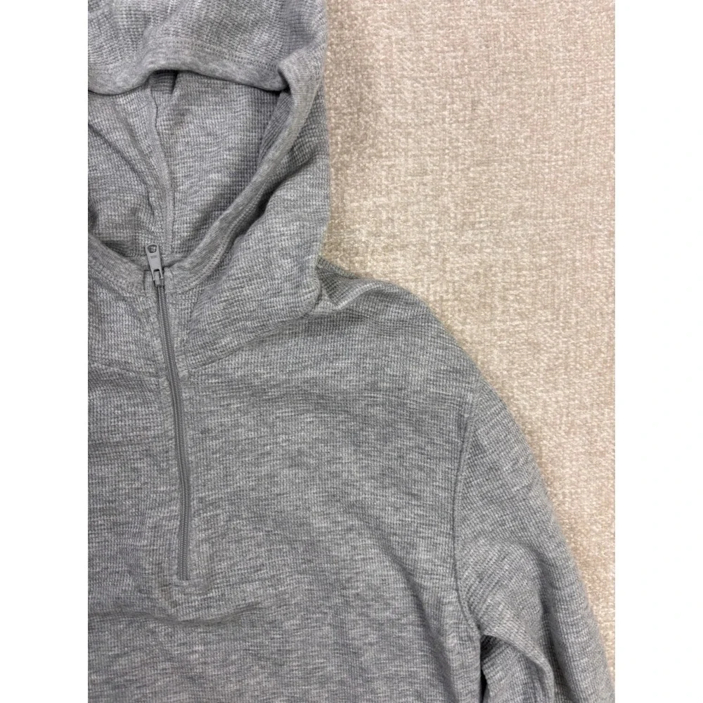 Polo Ralph Lauren Mens Gray Waffle Knit Quarter Zip Loungewear Hoodie Small